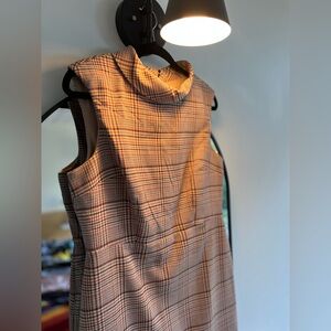 Ann Taylor Tan Plaid Mini Dress